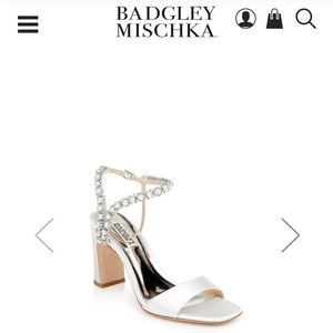 Korina Satin and Pearl Block Heel badgley mischka wedding heels- soft white